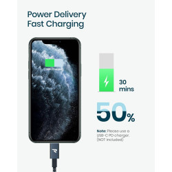 RAMPOW Câble USB C vers Lightning 2M MFi Certifié, Câble Lightning USB C Power Delivery Nylon Tressé pour iPhone 14/13/12/11/11 