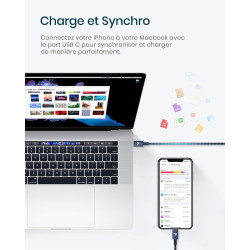 RAMPOW Câble USB C vers Lightning MFi Certifié, Câble Lightning USB C Power Delivery Nylon Tressé pour iPhone 14/13/12/11/Pro/Pr