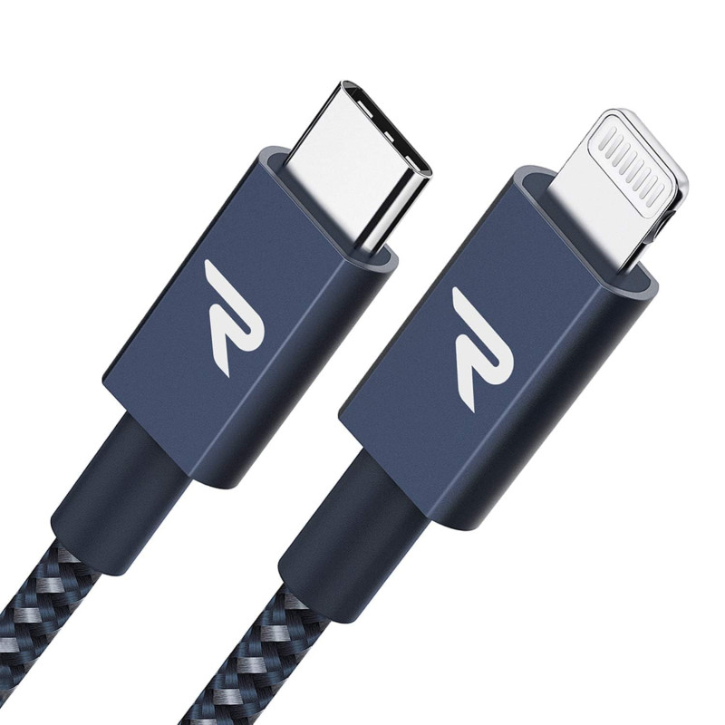RAMPOW Câble USB C vers Lightning 2M MFi Certifié, Câble Lightning USB C Power Delivery Nylon Tressé pour iPhone 14/13/12/11/11 