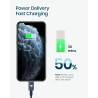 RAMPOW Câble USB C vers Lightning 2M MFi Certifié, Câble Lightning USB C Power Delivery Nylon Tressé pour iPhone 14/13/12/11/11 