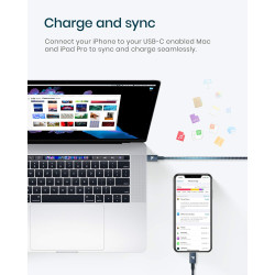 RAMPOW Câble USB C vers Lightning 2M MFi Certifié, Câble Lightning USB C Power Delivery Nylon Tressé pour iPhone 14/13/12/11/11 
