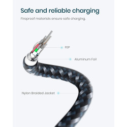 RAMPOW Câble USB C vers Lightning 2M MFi Certifié, Câble Lightning USB C Power Delivery Nylon Tressé pour iPhone 14/13/12/11/11 