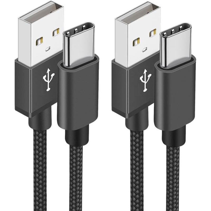 Aioneus Cable USB C [2M+1M/Lot de 2] Câble USB C Charge Rapide 3A Fil Chargeur Type C Tressé Cable USB vers USB C pour Samsung G