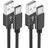 Aioneus Cable USB C [2M+1M/Lot de 2] Câble USB C Charge Rapide 3A Fil Chargeur Type C Tressé Cable USB vers USB C pour Samsung G