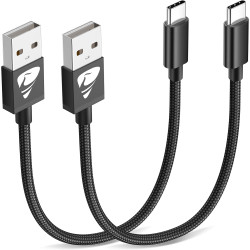 Cable USB C Courte [0.5M/Lot de 2] Câble USB C Charge Rapide 3A Fil Chargeur Type C Tressé Cable USB vers USB C pour Samsung Gal