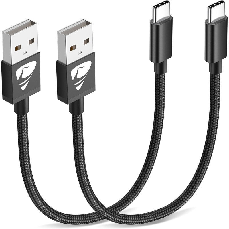 Cable USB C Courte [0.5M/Lot de 2] Câble USB C Charge Rapide 3A Fil Chargeur Type C Tressé Cable USB vers USB C pour Samsung Gal