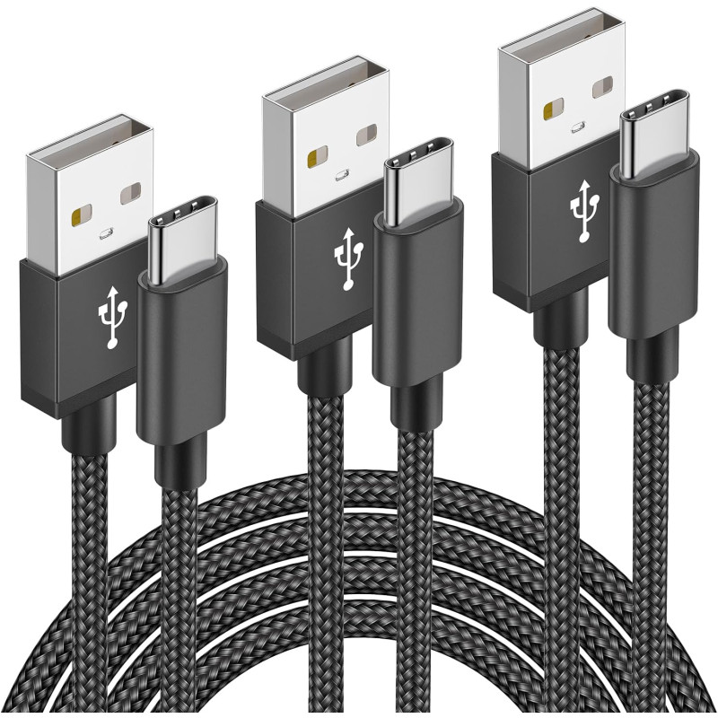 Câble USB C Charge Rapide [Lot de 3,1M+2M+3Mètres] Cable USB Type C Chargeur pour Samsung Galaxy S20 S21 S22 Plus Ultra S10 S10E