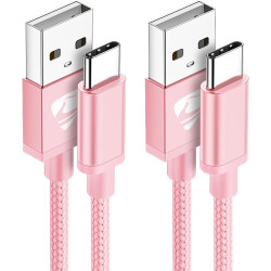 Aioneus Câble USB C [1M+2M/Lot de 2] Charge Rapide 3A Cordon Chargeur Tressé pour Samsung Galaxy S21 S22 S23 S24 S9 A14 A15 A52,