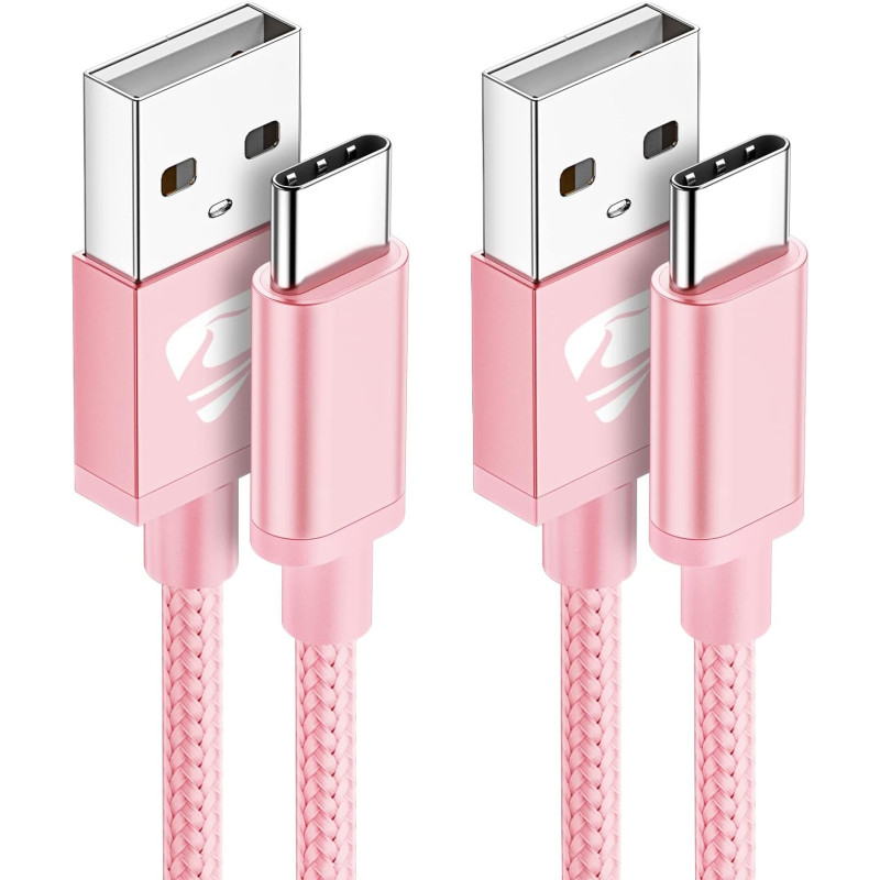 Aioneus Câble USB C [1M+2M/Lot de 2] Charge Rapide 3A Cordon Chargeur Tressé pour Samsung Galaxy S21 S22 S23 S24 S9 A14 A15 A52,