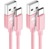 Aioneus Câble USB C [1M+2M/Lot de 2] Charge Rapide 3A Cordon Chargeur Tressé pour Samsung Galaxy S21 S22 S23 S24 S9 A14 A15 A52,