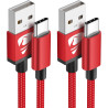 Aioneus Cable USB C, [1M+2M/Lot de 2] Câble USB C Charge Rapide 3A Fil Chargeur Type C Tressé Cable USB vers USB C pour Samsung 