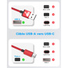 Aioneus Cable USB C, [1M+2M/Lot de 2] Câble USB C Charge Rapide 3A Fil Chargeur Type C Tressé Cable USB vers USB C pour Samsung 