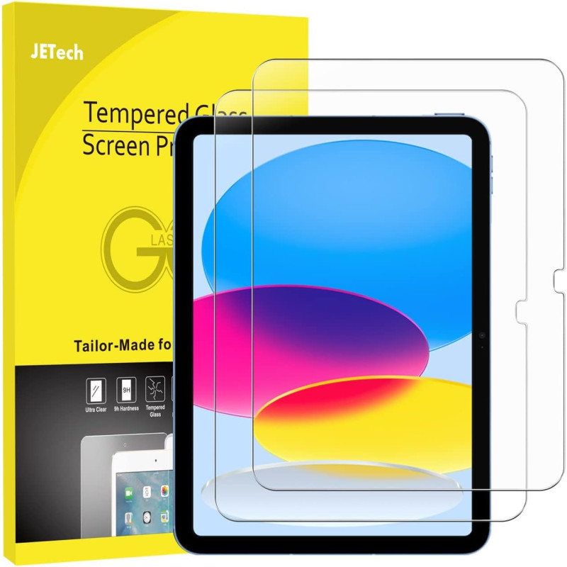 JETech Protection D'écran pour iPad (A16) 11ème/10ème Génération (2025/2022), Film de Protecteur en Verre Trempé, HD Clair, Lot 