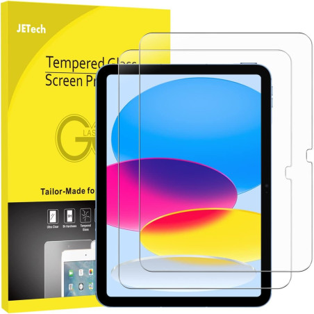 JETech Protection D'écran pour iPad (A16) 11ème/10ème Génération (2025/2022), Film de Protecteur en Verre Trempé, HD Clair, Lot 