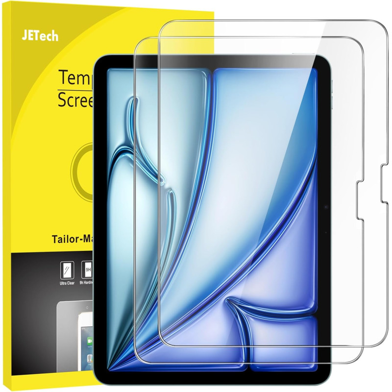 JETech Protection D'écran pour iPad Air 11 Pouces M4/M3/M2 (2026/2025/2024), Film en Verre Trempé 9H, HD Transparent, Lot de 2