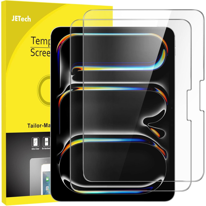 JETech Protection D'écran pour iPad Pro 11 Pouces M5/M4 (2025/2024), Film en Verre Trempé 9H, HD Transparent, Lot de 2