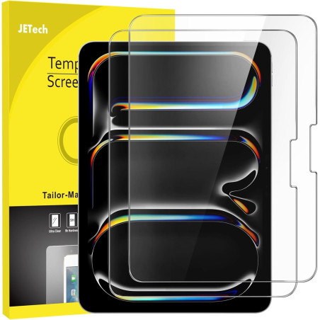 JETech Protection D'écran pour iPad Pro 11 Pouces M5/M4 (2025/2024), Film en Verre Trempé 9H, HD Transparent, Lot de 2