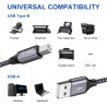 RAVIAD Câble Imprimante [2M] USB 2.0 A Mâle vers B Mâle Pour Scanner Cordon Nylon USB Type B Compatible avec HP, Canon, Epson, L