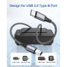 RAVIAD Câble Imprimante USB C 2M, Cable USB 2.0 B Mâle vers USB C Mâle Câble Scanner Nylon Compatible avec Samsung, MacBook Pro/