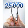 RAVIAD Câble Imprimante USB C 3M, Cable USB 2.0 B Mâle vers USB C Mâle Câble Scanner Nylon Compatible avec Samsung, MacBook Pro/