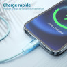 Câble Chargeur iPhone, 2M/Lot de 3, Charge Rapide Cord Lightning Cable Compatible avec iPhone 14 13 12 11 Pro Max XR XS X 8 7 6 