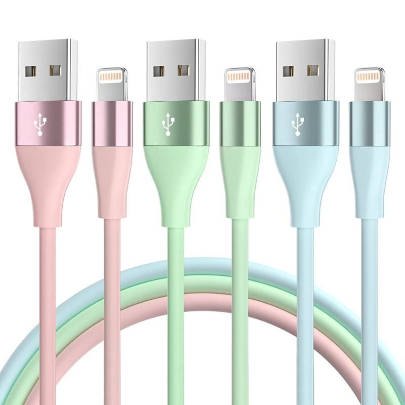 iPhone Chargeur Câble [Certifié MFi] 2M/Lot de 3 Câble Lightning Charge Rapide Cord Compatible avec iPhone 14 13 12 11 Pro Max X