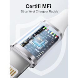 Câble iPhone, Chargeur iPhone 2M Câble Lightning USB [Certifié MFi] Cable iphone Charge Rapide Nylon Tressé Fil Chargeur iphone 