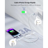 Câble iPhone, Chargeur iPhone 2M Câble Lightning USB [Certifié MFi] Cable iphone Charge Rapide Nylon Tressé Fil Chargeur iphone 
