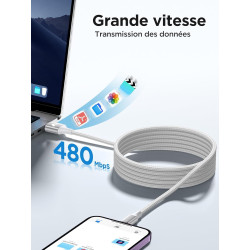 Câble iPhone, Chargeur iPhone 2M Câble Lightning USB [Certifié MFi] Cable iphone Charge Rapide Nylon Tressé Fil Chargeur iphone 