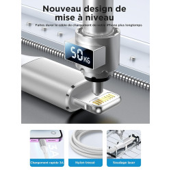 Câble iPhone, Chargeur iPhone 2M Câble Lightning USB [Certifié MFi] Cable iphone Charge Rapide Nylon Tressé Fil Chargeur iphone 