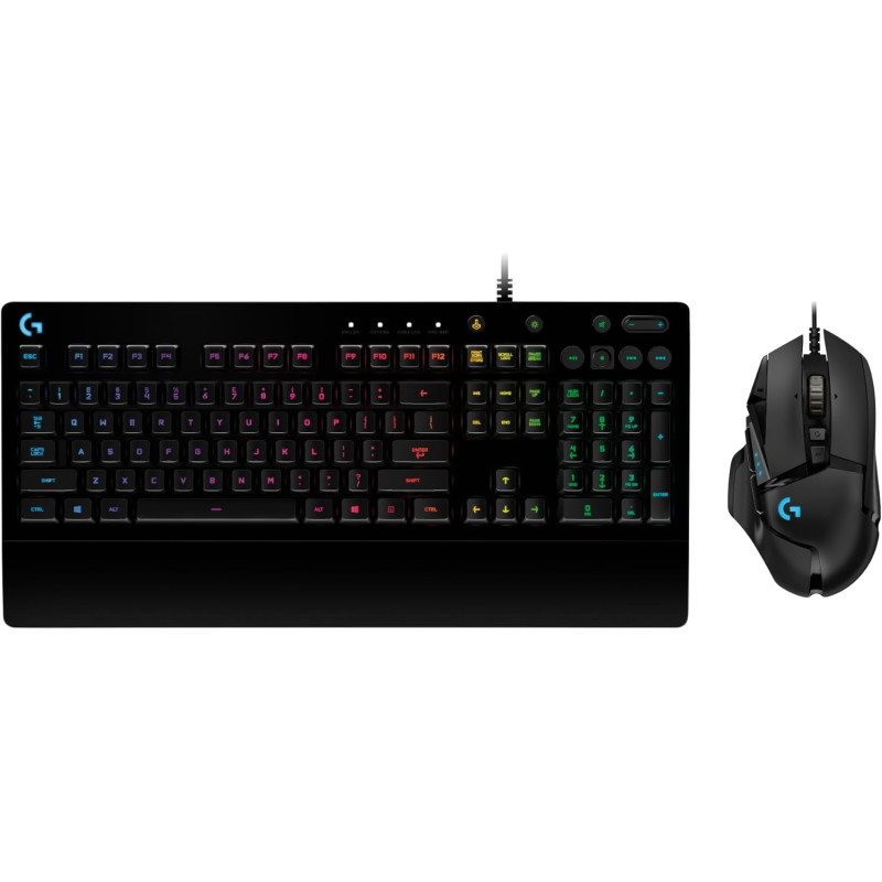 Logitech G G502 HERO souris gaming filaire avec boutons programmables et poids ajustables et G213 RVB clavier gaming rétroéclair