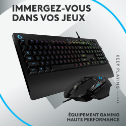 Logitech G G502 HERO souris gaming filaire avec boutons programmables et poids ajustables et G213 RVB clavier gaming rétroéclair