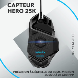 Logitech G G502 HERO souris gaming filaire avec boutons programmables et poids ajustables et G213 RVB clavier gaming rétroéclair