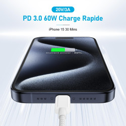 Cable USB C vers USB C, 2 Pack 1m Cable USB C Charge Rapide 60W pour Apple iPhone 17 16 15 Pro Max Pro Plus, pour iPad Pro/Air/M