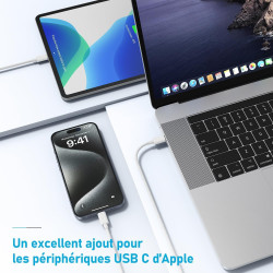 Cable USB C vers USB C, 1m+2m Cable USB C Charge Rapide 60W pour Apple iPhone 17 16 15 Pro Max Pro Plus, pour iPad Pro/Air/Mini,