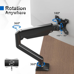 GRIFEMA GB2003-1, Support Ecran PC Moniteur de 13-32 Pouces, Bras Ecran PC VESA 75x75-100x100 MM, Rotation à 360°, Réglable en H