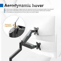 GRIFEMA GB2003-1, Support Ecran PC Moniteur de 13-32 Pouces, Bras Ecran PC VESA 75x75-100x100 MM, Rotation à 360°, Réglable en H