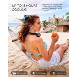 anysun Ventilateur de Cou, Ventilateur Portable avec 66 Sorties d’Air, Flux d’Air 360°, 4 Vitesses, 6000mAh Rechargeable USB, Ve