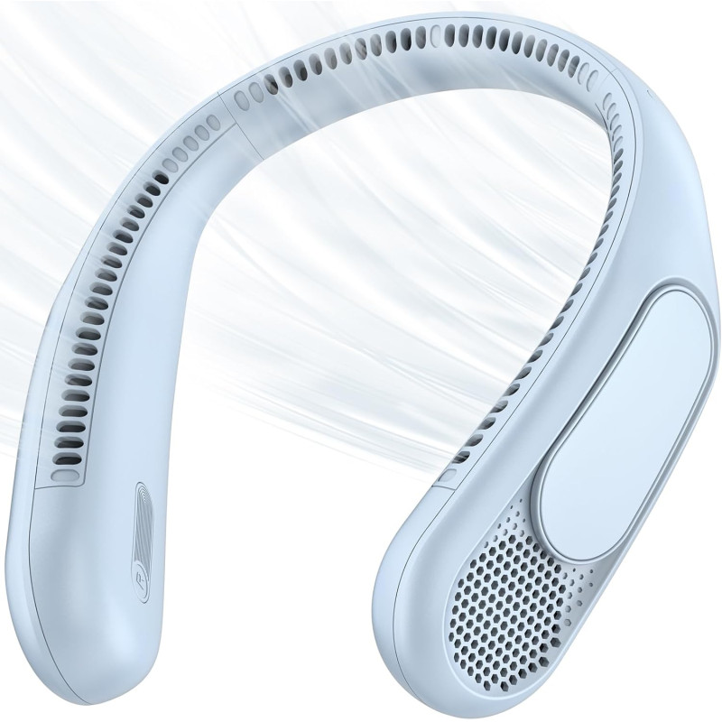 anysun Ventilateur de Cou, Ventilateur Portable avec 66 Sorties d’Air, Flux d’Air 360°, 4 Vitesses, 6000mAh Rechargeable USB, Ve