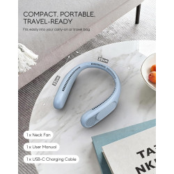 anysun Ventilateur de Cou, Ventilateur Portable avec 66 Sorties d’Air, Flux d’Air 360°, 4 Vitesses, 6000mAh Rechargeable USB, Ve
