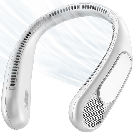 anysun Ventilateur de Cou, Ventilateur Portable avec 66 Sorties d’Air, Flux d’Air 360°, 4 Vitesses, 6000mAh Rechargeable USB, Ve