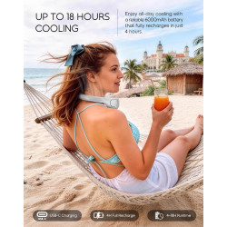 anysun Ventilateur de Cou, Ventilateur Portable avec 66 Sorties d’Air, Flux d’Air 360°, 4 Vitesses, 6000mAh Rechargeable USB, Ve