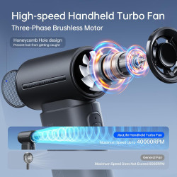 JISULIFE Ventilateur Portable, Turbo Power High Speed Air [18h Max temps de Refroidissement], vent à 5 Vitesses, Rechargeable de