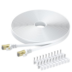 BUSOHE Câble Ethernet Cat 8 25M, Câble Réseau LAN Gigabit RJ45 Plat Haute Vitesse, Cordon de Brassage Internet 40Gbps 2000MHz po