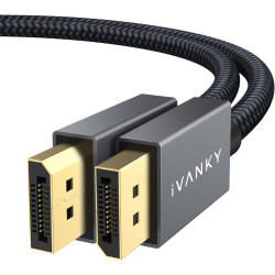 IVANKY Câble DisplayPort vers DisplayPort 1m Ultra HD 4K Câble DP Mâle Mâle en Nylon Tressé & Plaqués Or [4K@60Hz, 2K@165Hz, 2K@