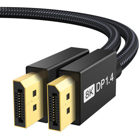 IVANKY 8K Câble Displayport 1.4 1M, [Certifié VESA] 8K@60Hz, 4K@240Hz, 2K@240Hz/165Hz/144Hz, 32.4Gbps Câble DP 1.4 Compatible av