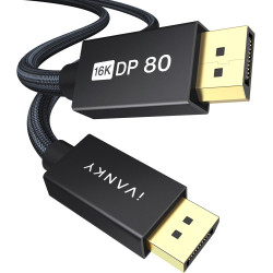 IVANKY 80Gbps Câble DisplayPort 2.1, Supporte 16K@60Hz, 8K@240Hz, 4K@540Hz/480Hz/240Hz, 16K DisplayPort Compatible avec FreeSync