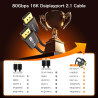 IVANKY 80Gbps Câble DisplayPort 2.1, Supporte 16K@60Hz, 8K@240Hz, 4K@540Hz/480Hz/240Hz, 16K DisplayPort Compatible avec FreeSync