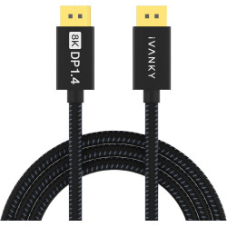 IVANKY 8K Câble Displayport 1.4 3M, [Certifié VESA] 8K@60Hz, 4K@240Hz, 2K@240Hz/165Hz/144Hz, 32.4Gbps Câble DP 1.4 Compatible av