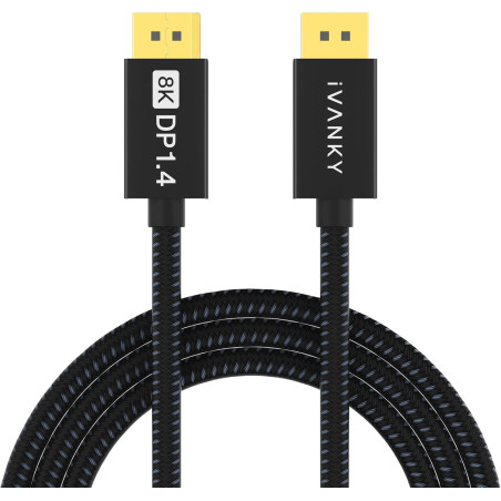 IVANKY 8K Câble Displayport 1.4 3M, [Certifié VESA] 8K@60Hz, 4K@240Hz, 2K@240Hz/165Hz/144Hz, 32.4Gbps Câble DP 1.4 Compatible av